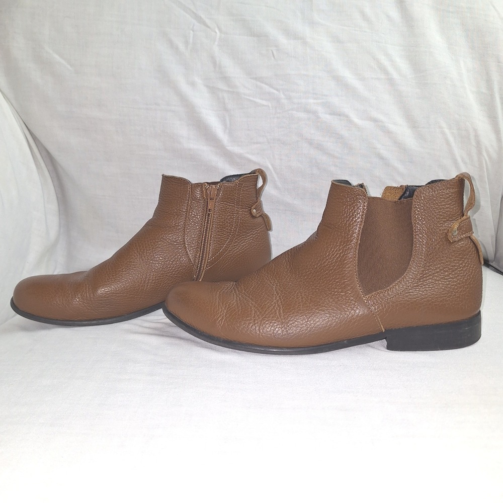 Cottagecore Boho Bohemian Quiet Luxury Leather Calla Pebble Ankle Boots 40 (9.5)